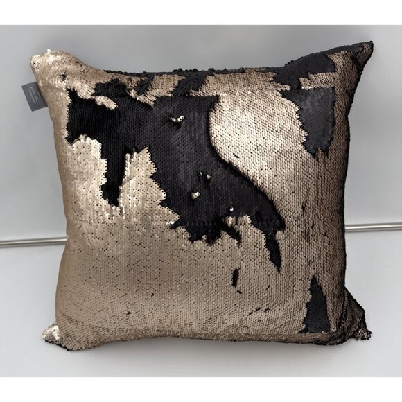 Aviva Stanoff Bronze & Black Sequin Reversible Accent Luxury Down Filled Pillow - Picture 3 of 6